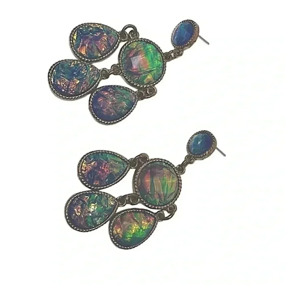 Vintage earrings beautiful iridescent dangly studs womens jewelry